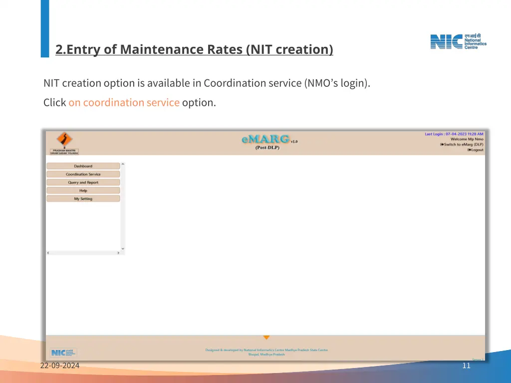 2 entry of maintenance rates nit creation