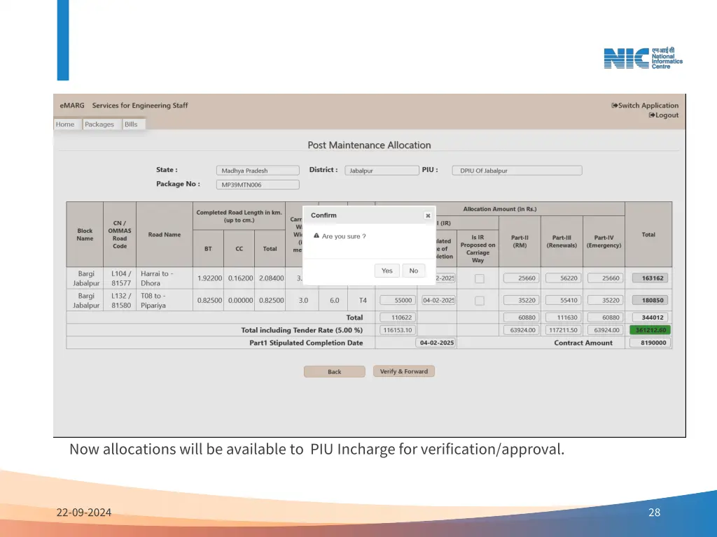 now allocations will be available to piu incharge