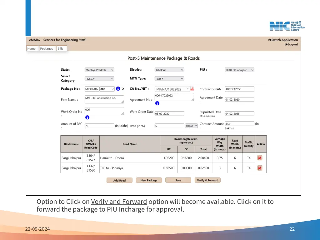 option to click on verify and forward option will