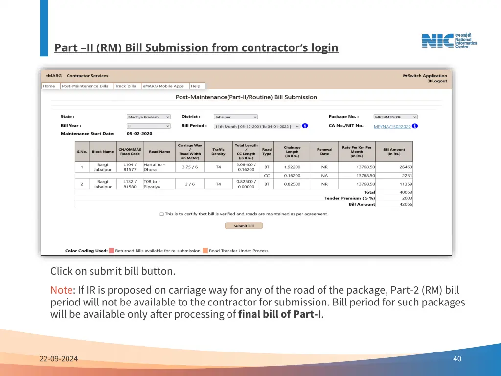 part ii rm bill submission from contractor s login