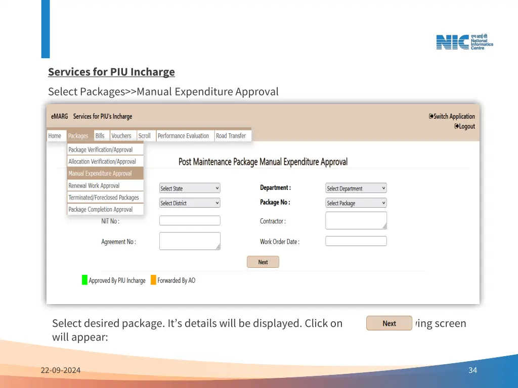 services for piu incharge select packages manual