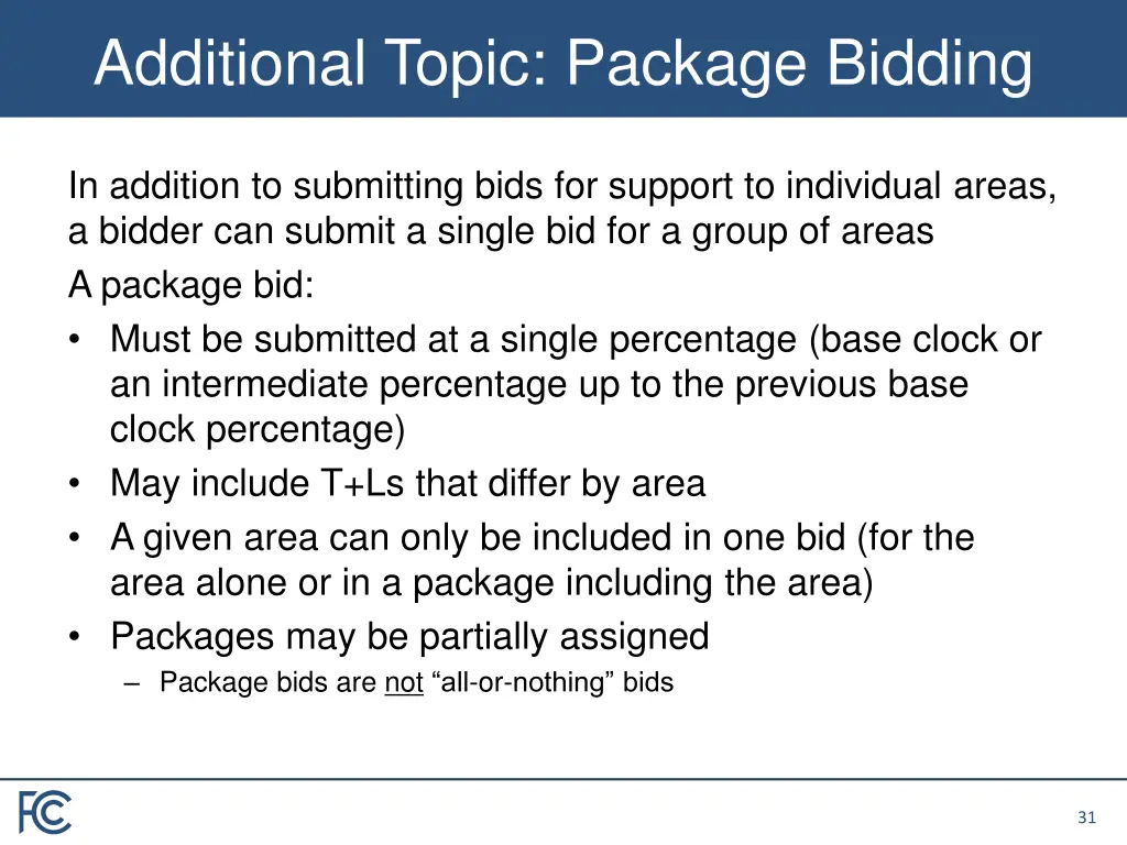 additional topic package bidding