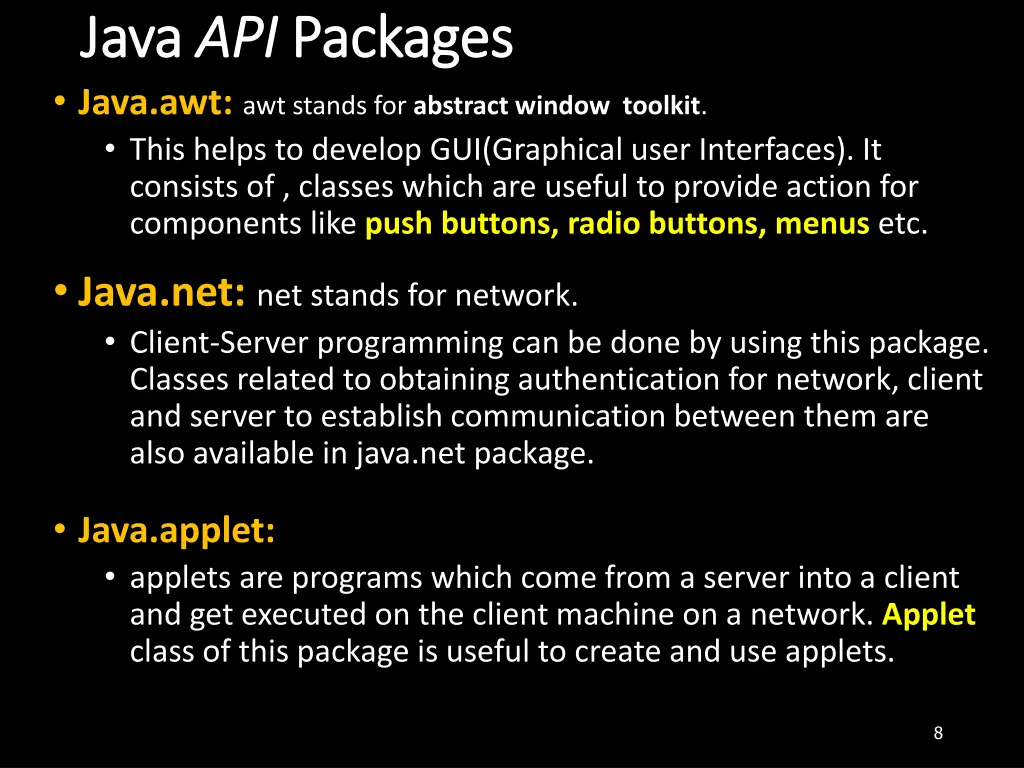 java java api java awt awt stands for abstract