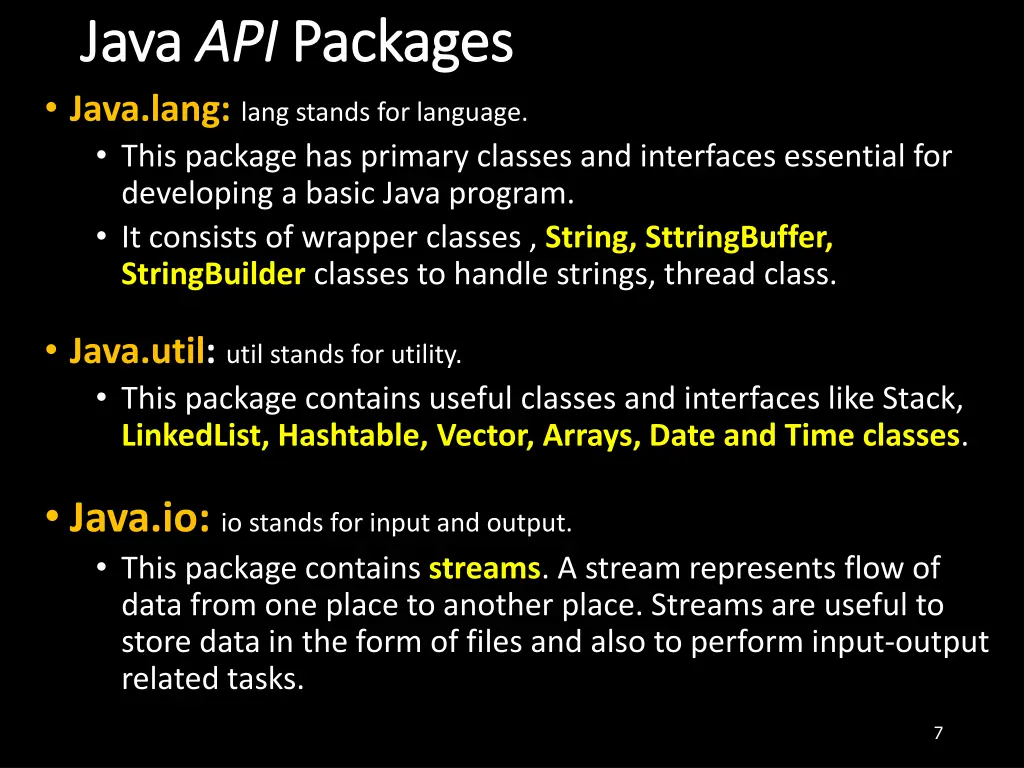 java java api java lang lang stands for language