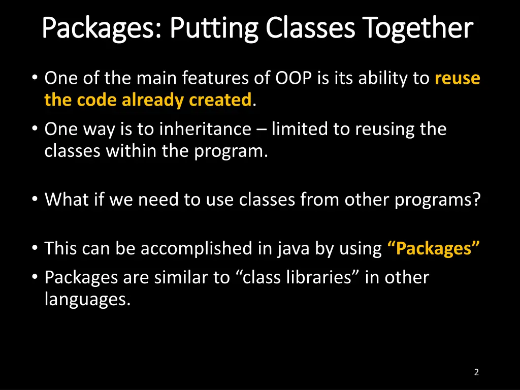 packages putting classes together packages