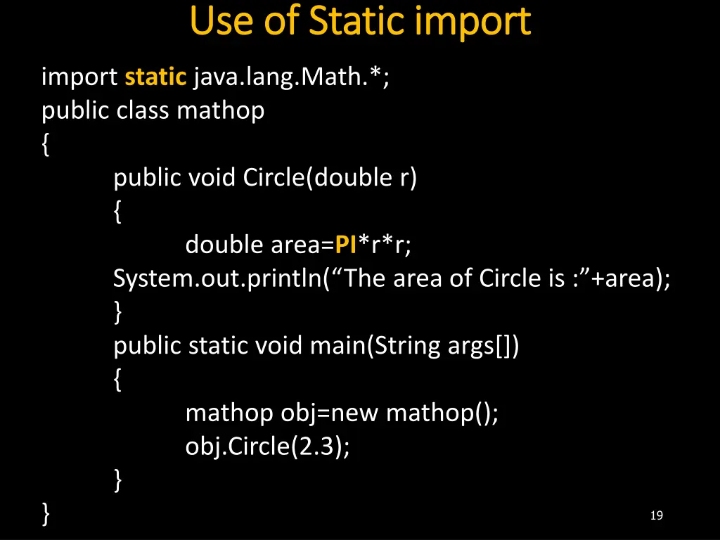 use of static import use of static import