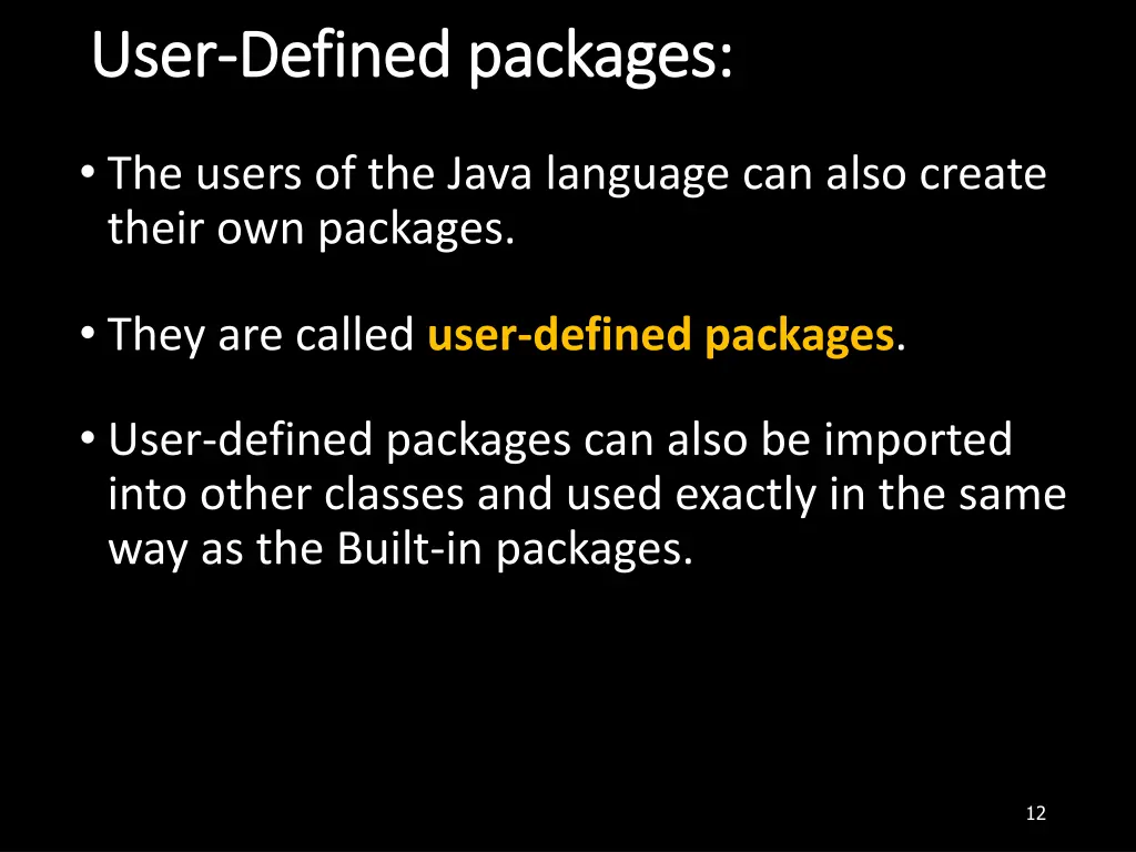 user user defined packages defined packages