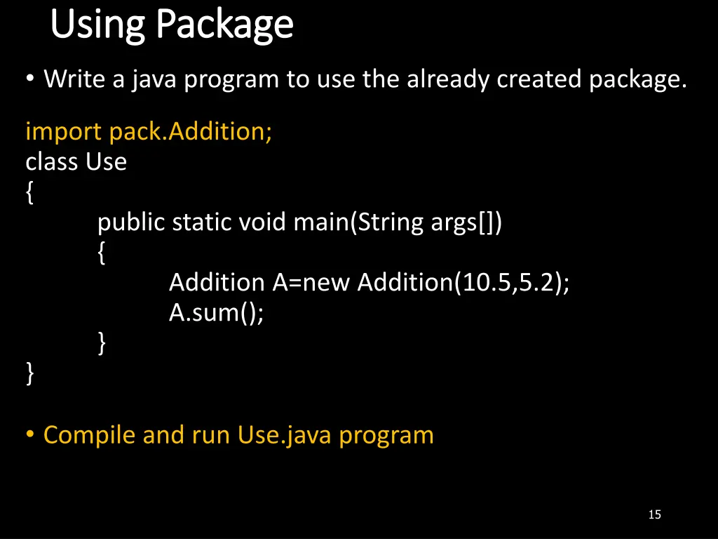 using package using package