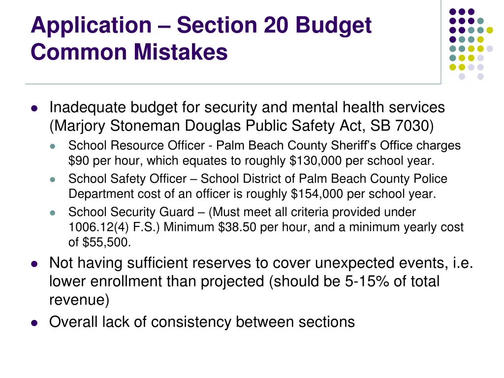 application section 20 budget common mistakes 4