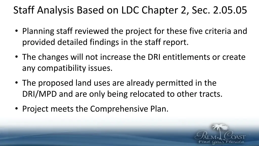 staff analysis based on ldc chapter 2 sec 2 05 05