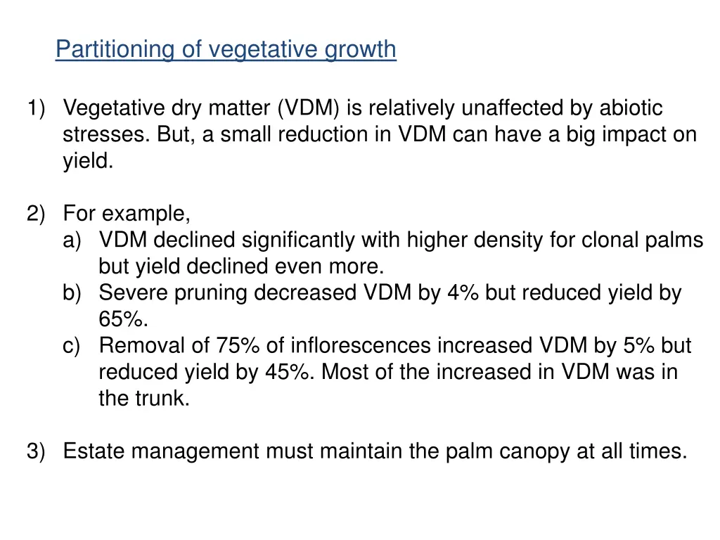 partitioning of vegetative growth