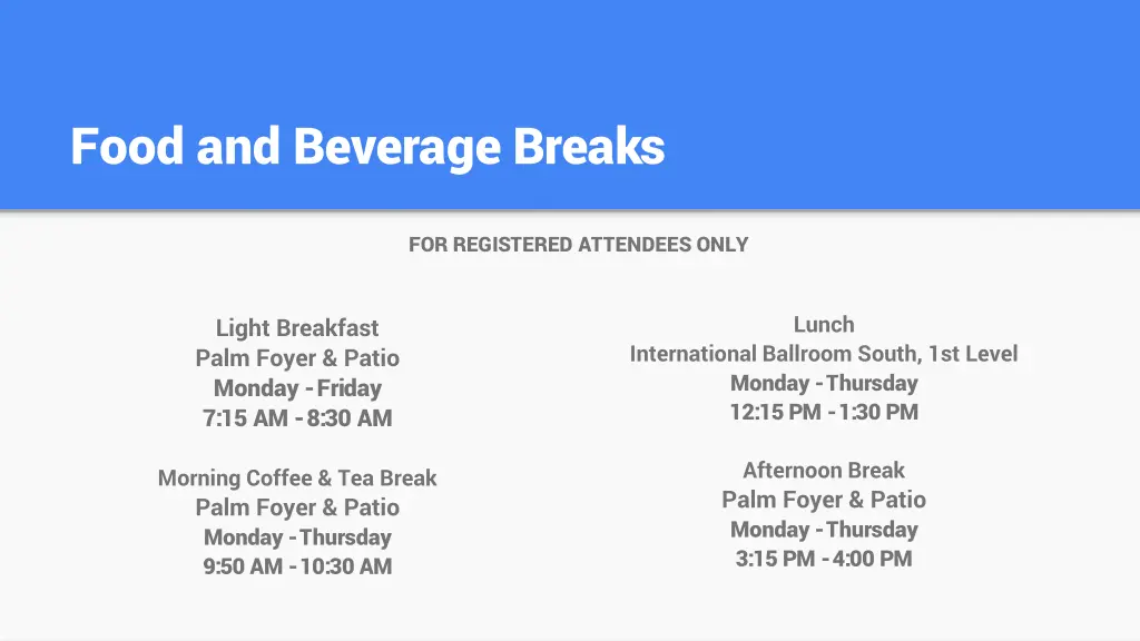 food and beverage breaks