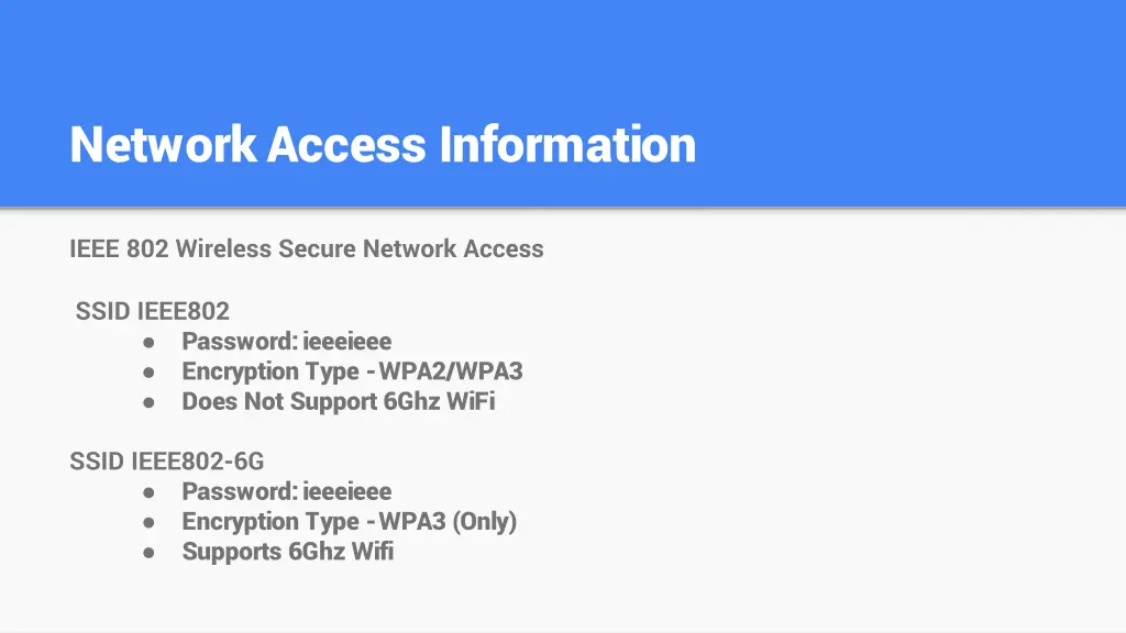 network access information