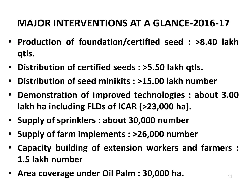 major interventions at a glance 2016 17