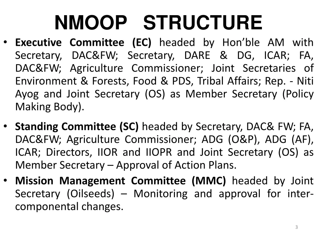 nmoop structure executive committee ec headed