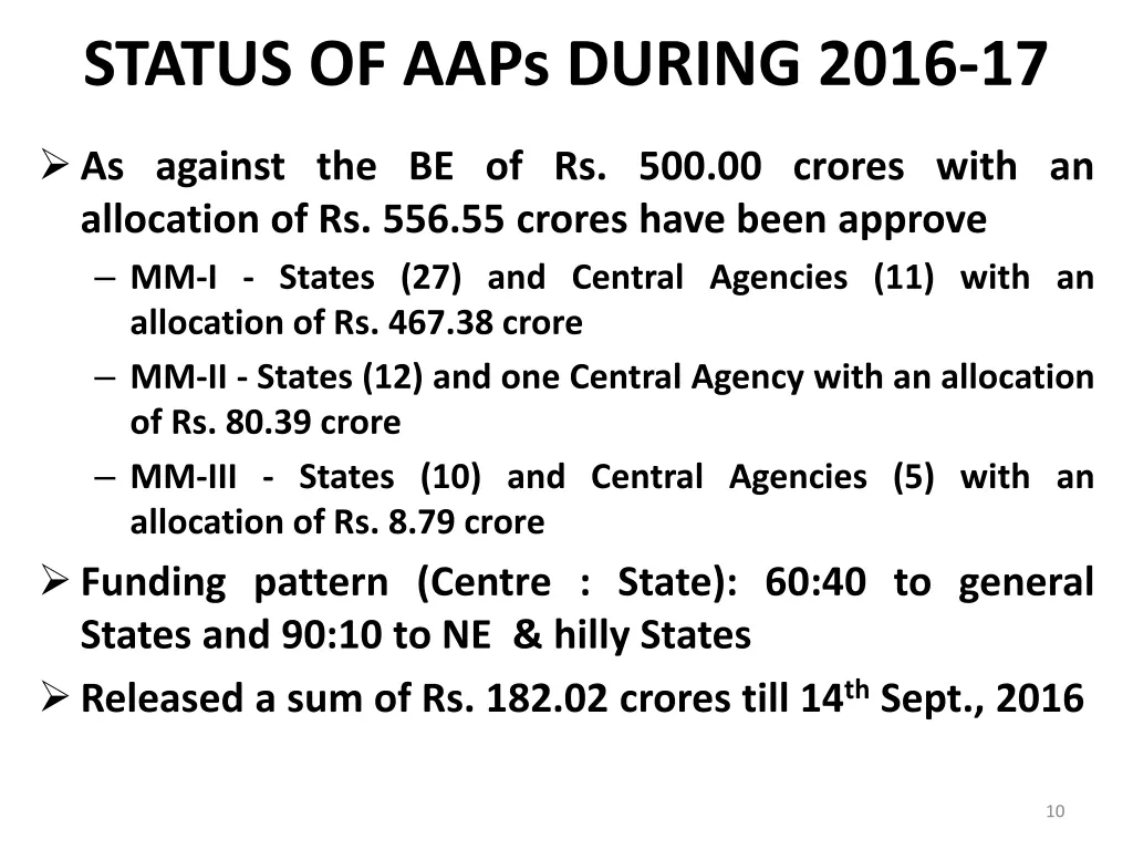 status of aaps during 2016 17