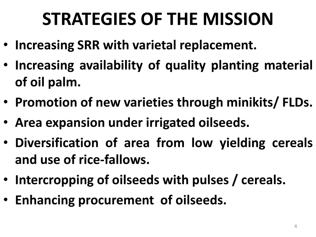 strategies of the mission increasing srr with