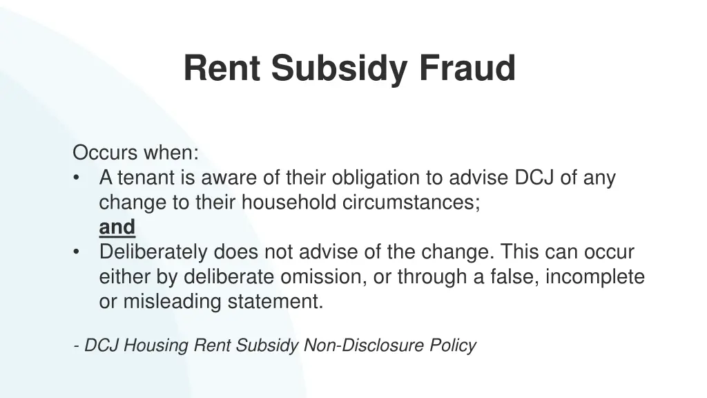 rent subsidy fraud