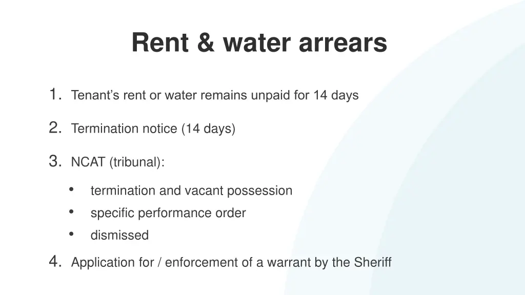 rent water arrears