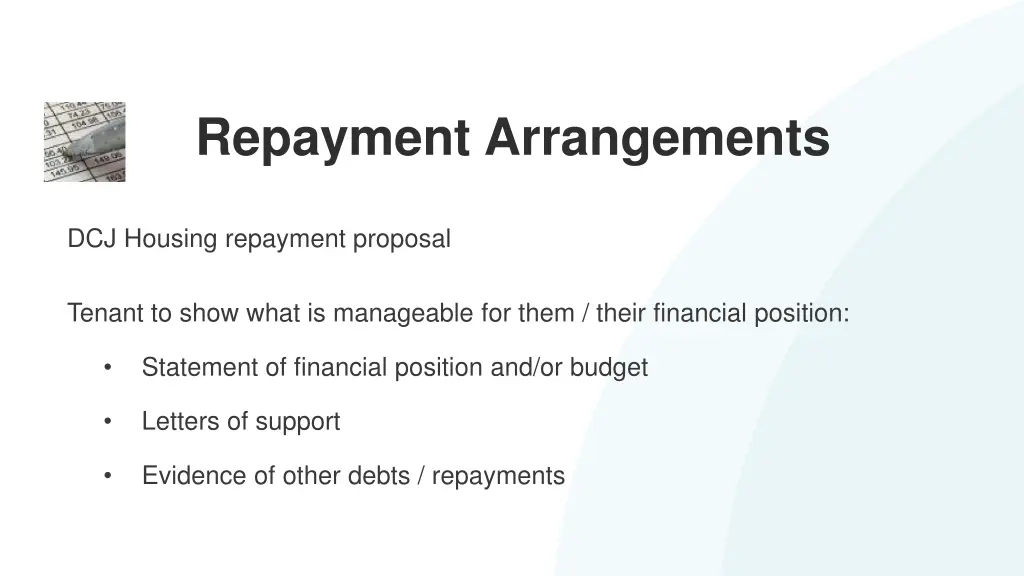 repayment arrangements