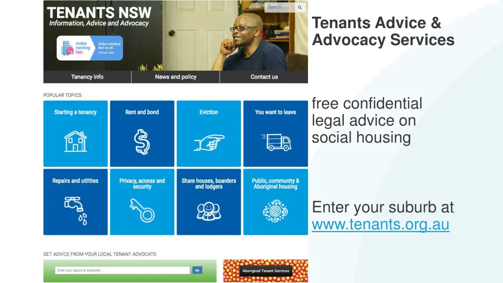tenants advice advocacy services