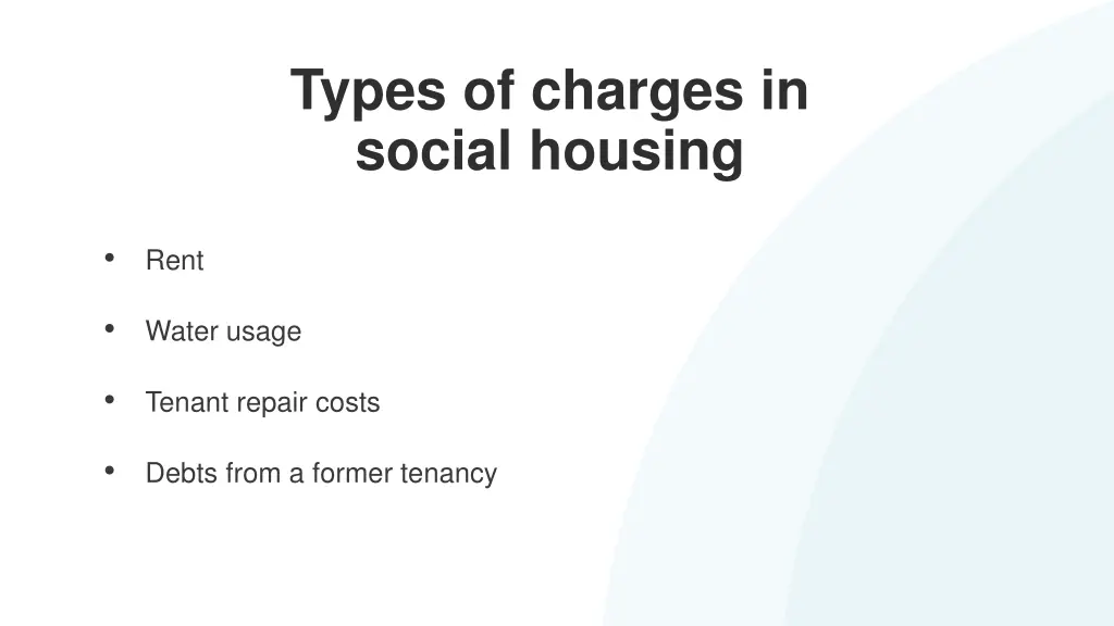 types of charges in social housing