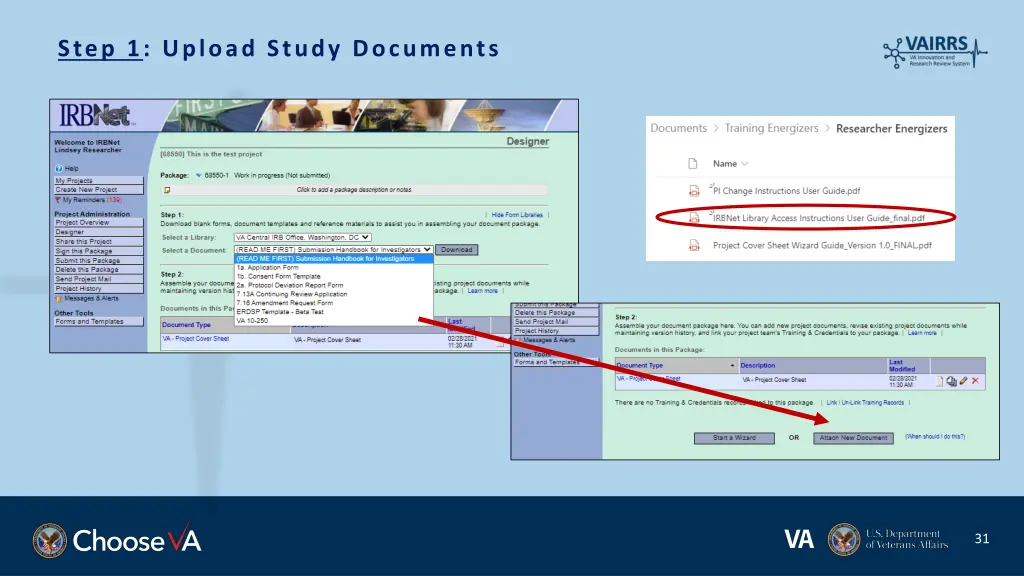 step 1 upload study documents