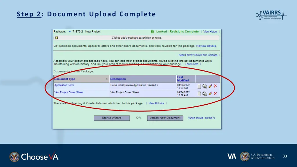 step 2 document upload complete