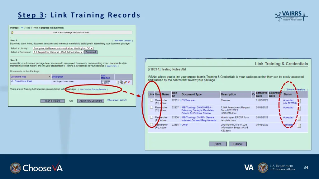 step 3 link training records