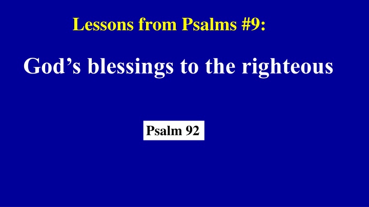 lessons from psalms 9