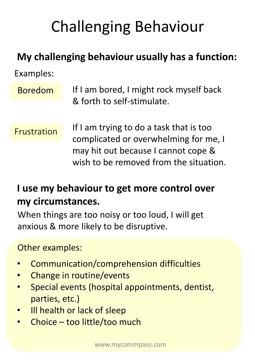 challenging behaviour