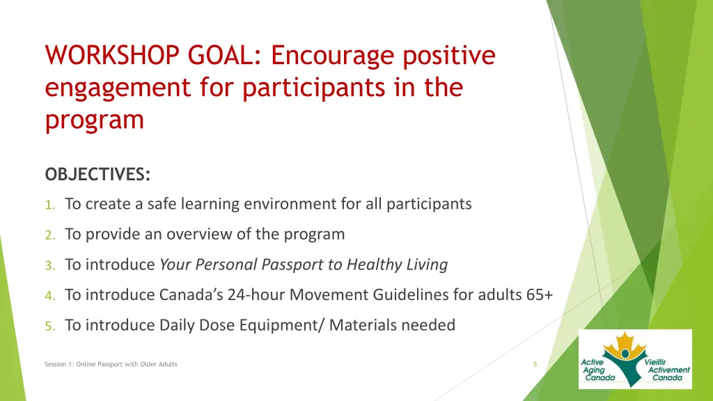 workshop goal encourage positive engagement