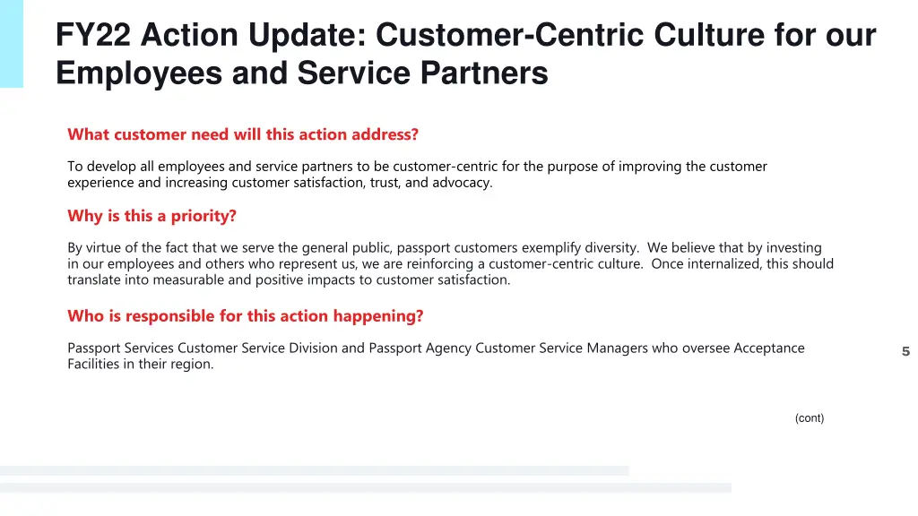 fy22 action update customer centric culture