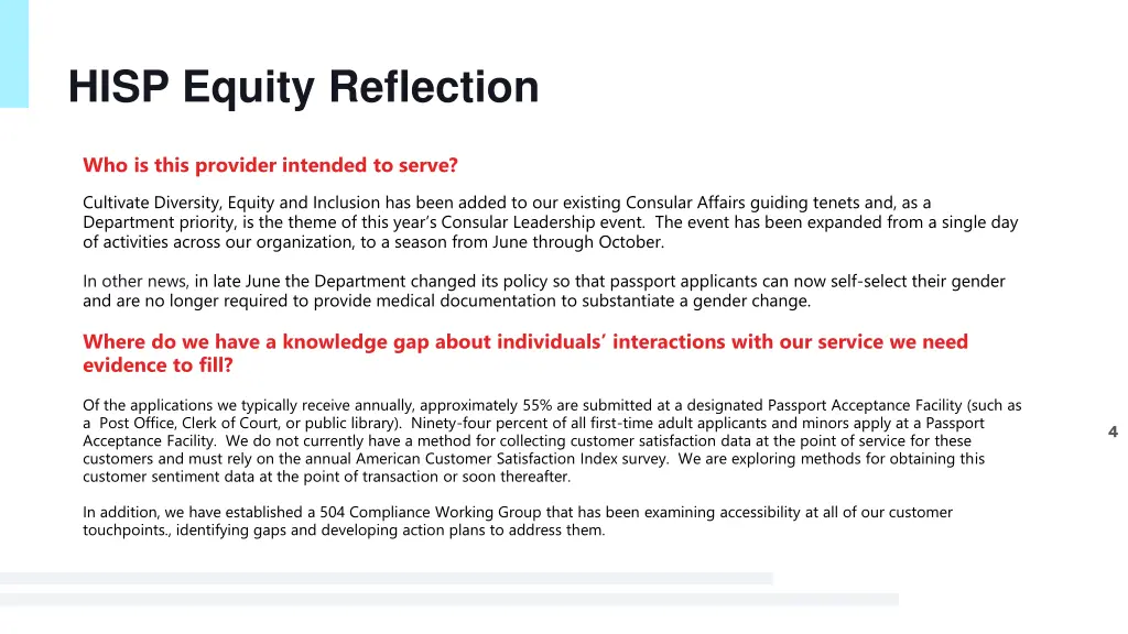 hisp equity reflection