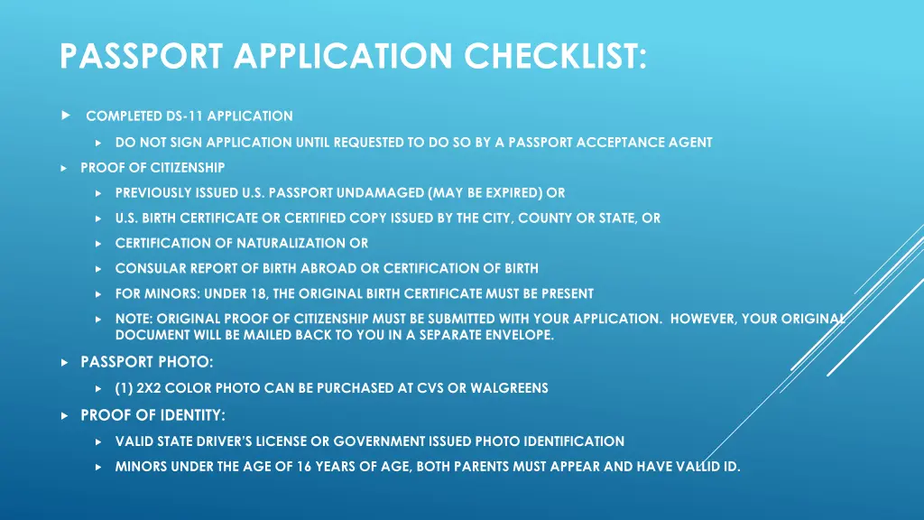 passport application checklist