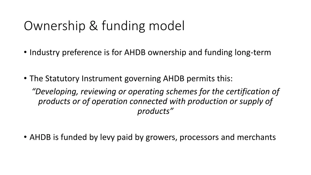 ownership funding model