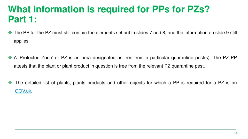 what information is required for pps for pzs part