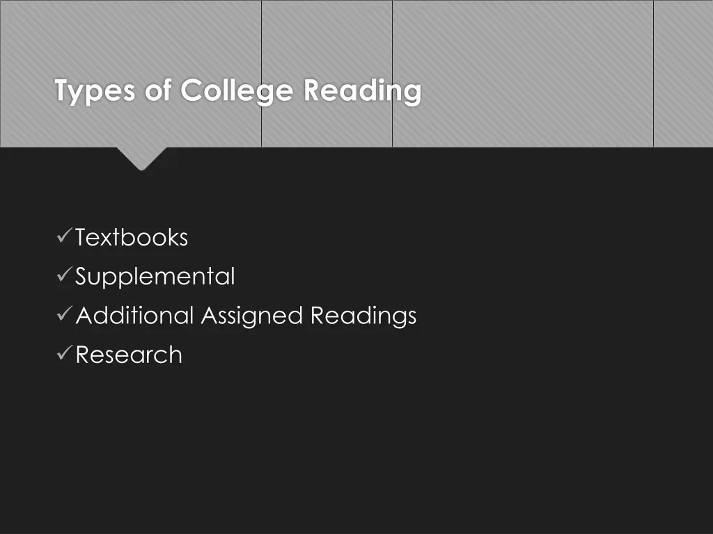 types of college reading