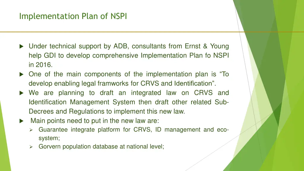 implementation plan of nspi