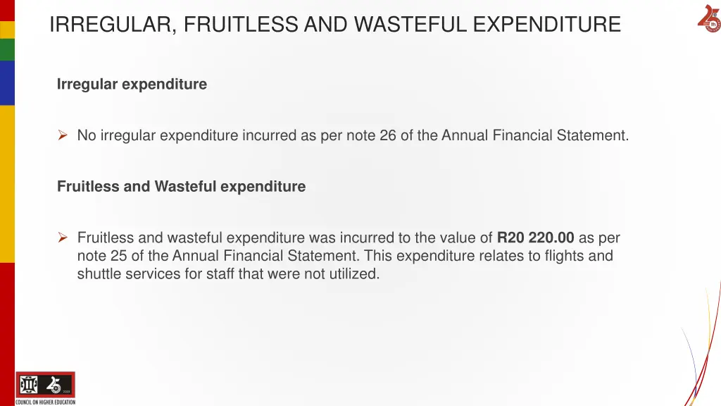 irregular fruitless and wasteful expenditure