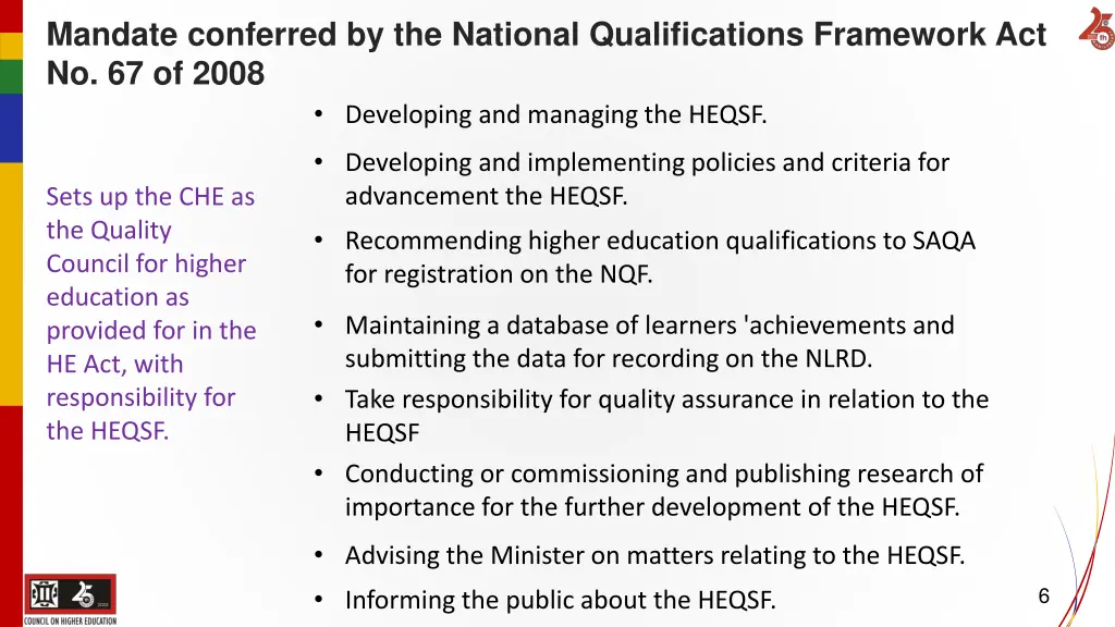 mandate conferred by the national qualifications