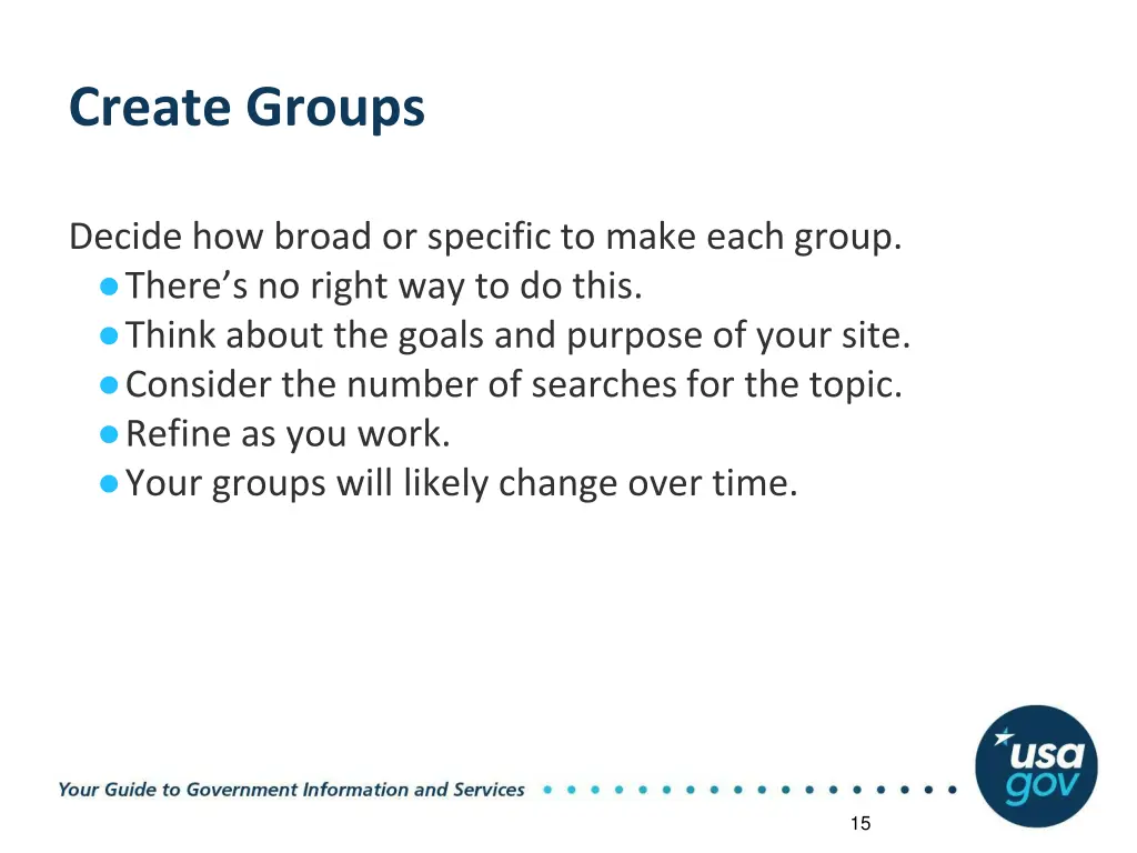 create groups 1