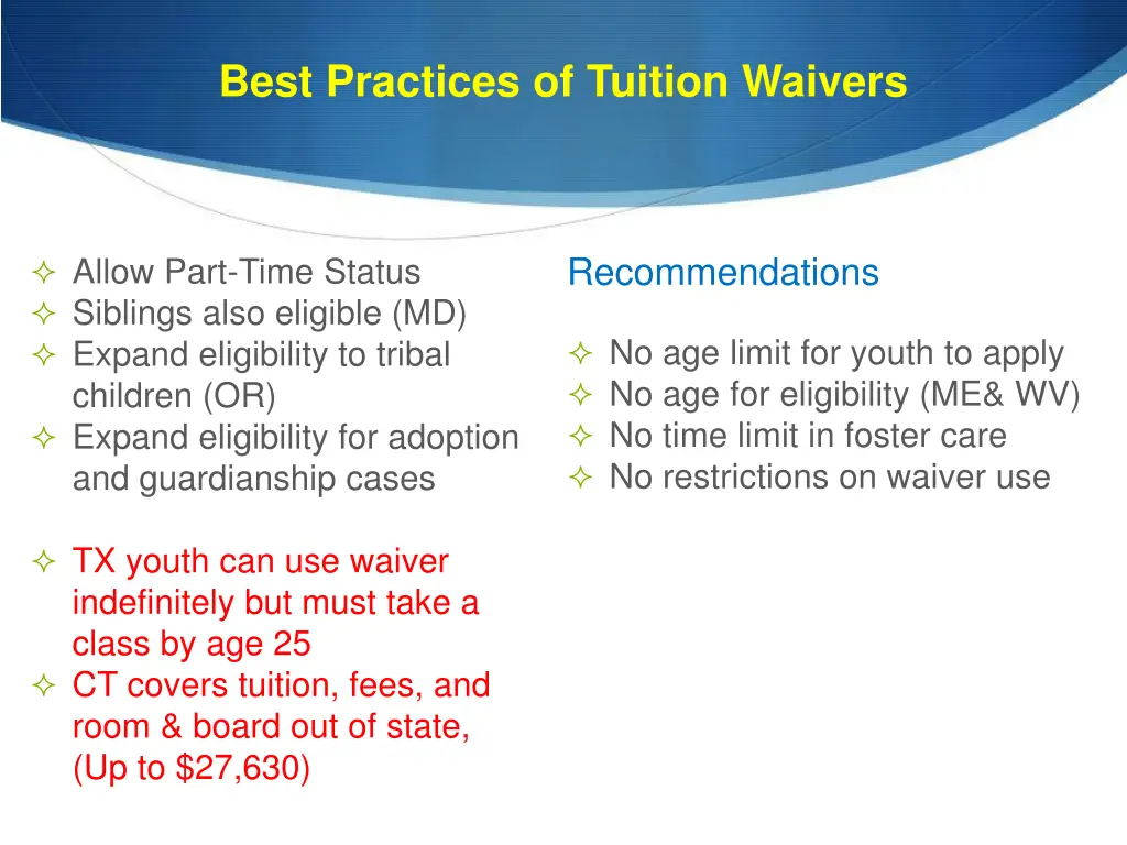 best practices of tuition waivers