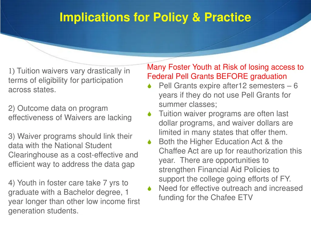 implications for policy practice