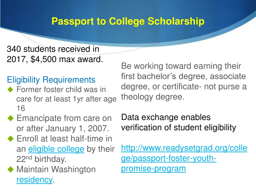 passport to college scholarship