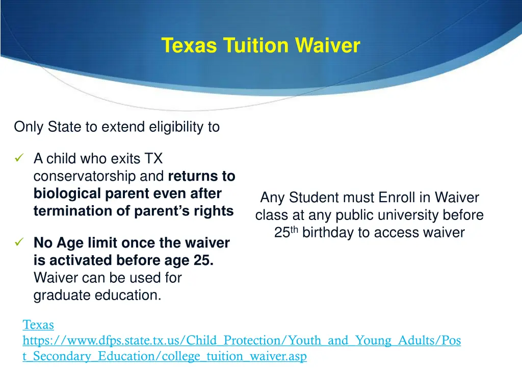 texas tuition waiver