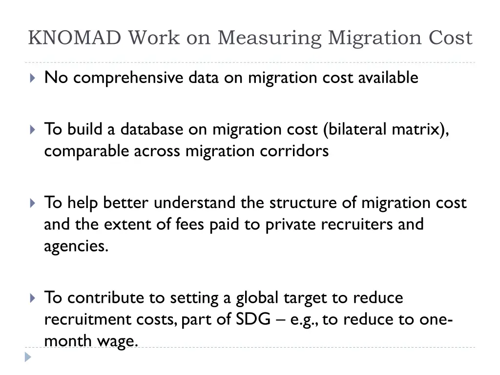 knomad work on measuring migration cost