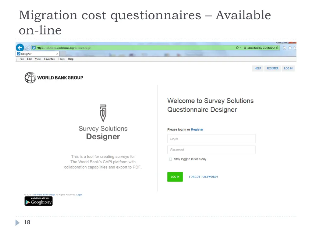 migration cost questionnaires available on line