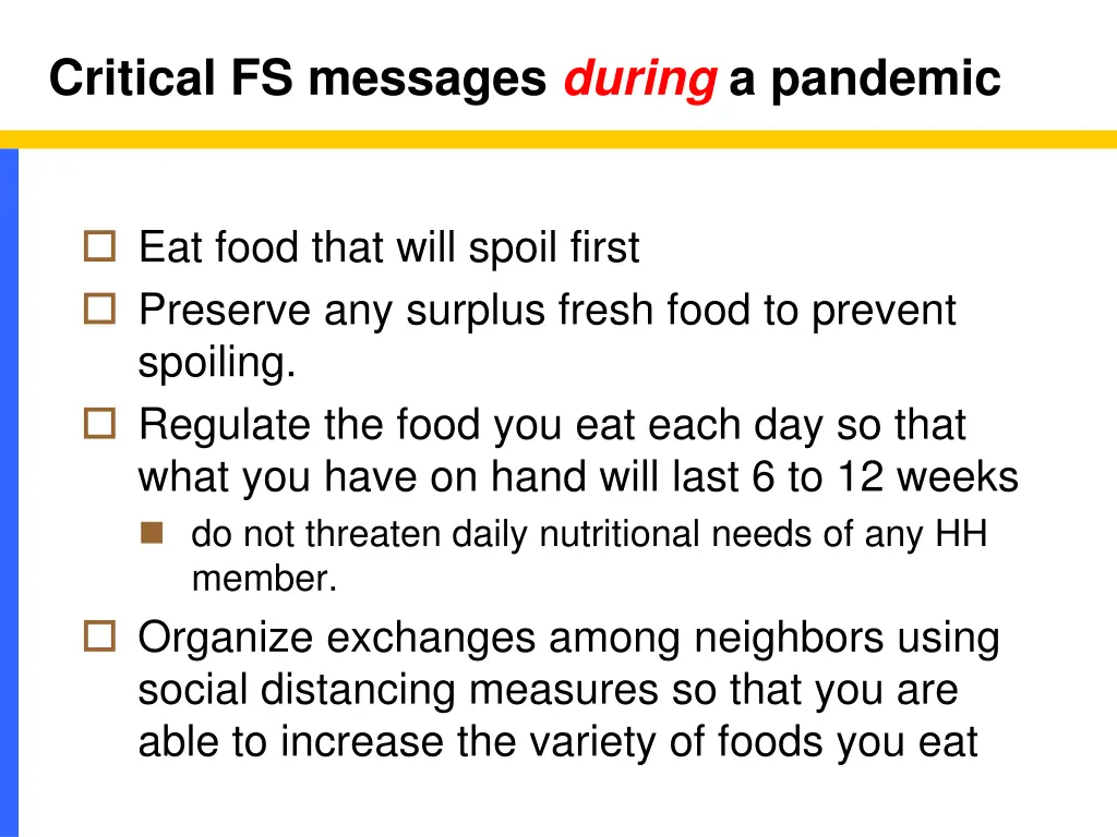 critical fs messages during a pandemic