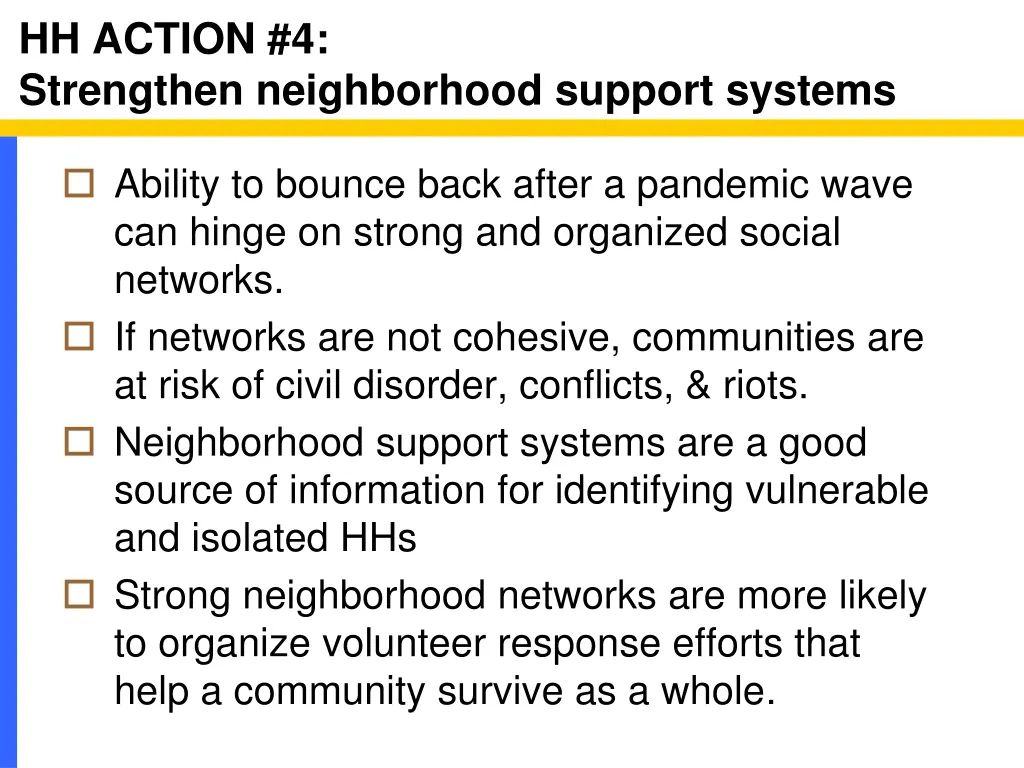 hh action 4 strengthen neighborhood support